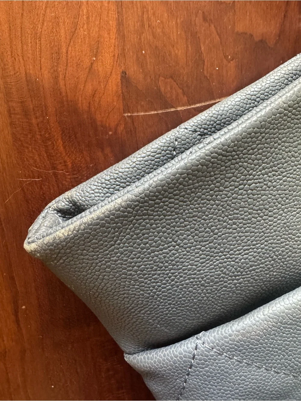 CHANEL Quilted Leather Tote in Grey with Chain-Strap
